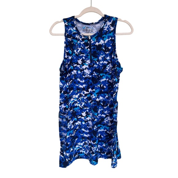 IBKUL Womens Blue Camo Quarter Zip Sleeveless Golf Dress UPF 50+ - Picture 2 of 6